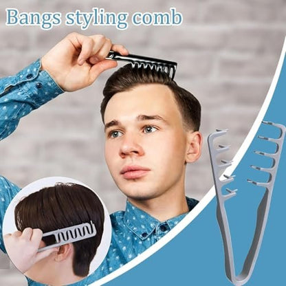 2-Piece Texture Comb Set – Volumizing Wide-Tooth Styling Comb for Fluffy Curly Hair, Anti-Frizz Fringe Parting Tool for Men & Women Avelisse