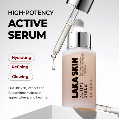 Laka Skin Active Serum – Glutathione & Dual PDRN Radiance Booster with Hyaluronic Acid, Pore Care, 30ml Avelisse