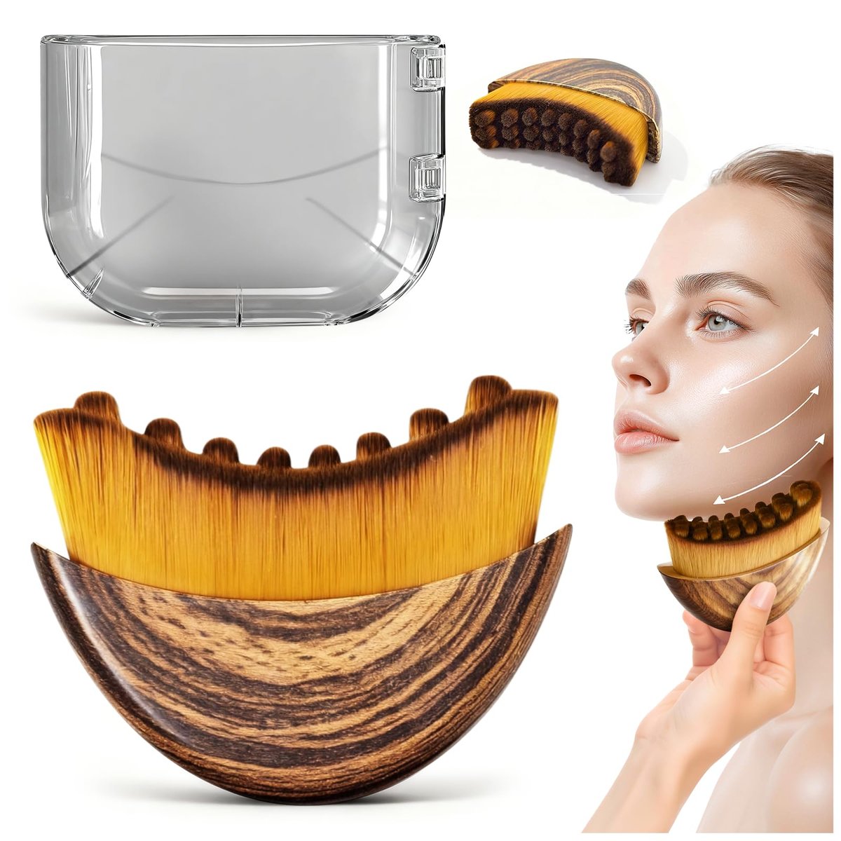 Lymphatic Contour Face Brush - Upgraded Ergonomic Facial Massager for Contouring, Anti-Puffiness & Skin Tightening Avelisse