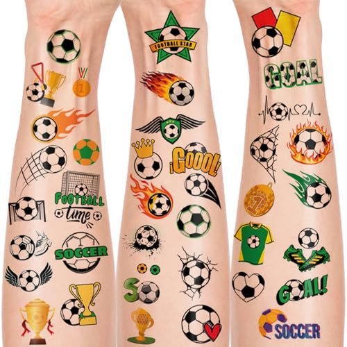 100+ Soccer Temporary Tattoos – Glitter Precut Stickers for World Cup Party Favors, Birthday Decor, Sports Themed Gifts for Boys Girls School Reward - görsel 2