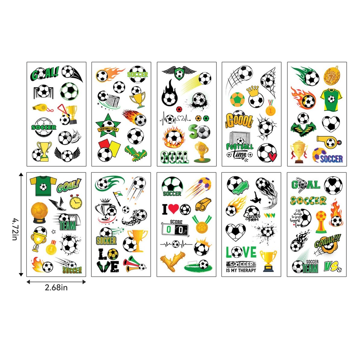 100+ Soccer Temporary Tattoos – Glitter Precut Stickers for World Cup Party Favors, Birthday Decor, Sports Themed Gifts for Boys Girls School Reward - görsel 3