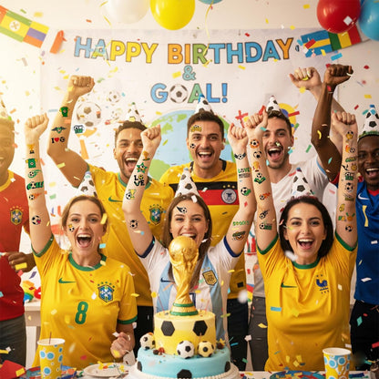100+ Soccer Temporary Tattoos – Glitter Precut Stickers for World Cup Party Favors, Birthday Decor, Sports Themed Gifts for Boys Girls School Reward