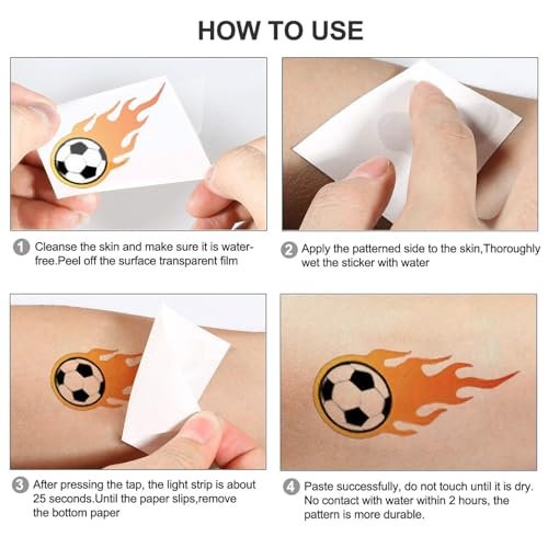 100+ Soccer Temporary Tattoos – Glitter Precut Stickers for World Cup Party Favors, Birthday Decor, Sports Themed Gifts for Boys Girls School Reward - görsel 6