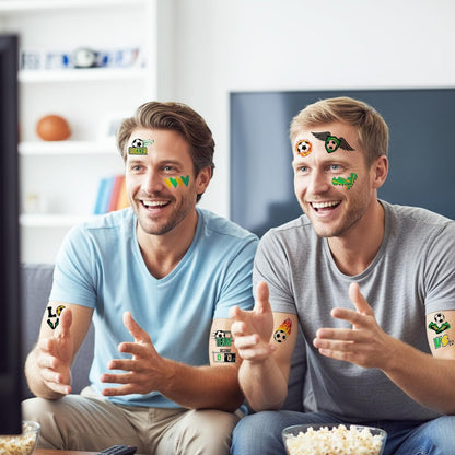 100+ Soccer Temporary Tattoos – Glitter Precut Stickers for World Cup Party Favors, Birthday Decor, Sports Themed Gifts for Boys Girls School Reward