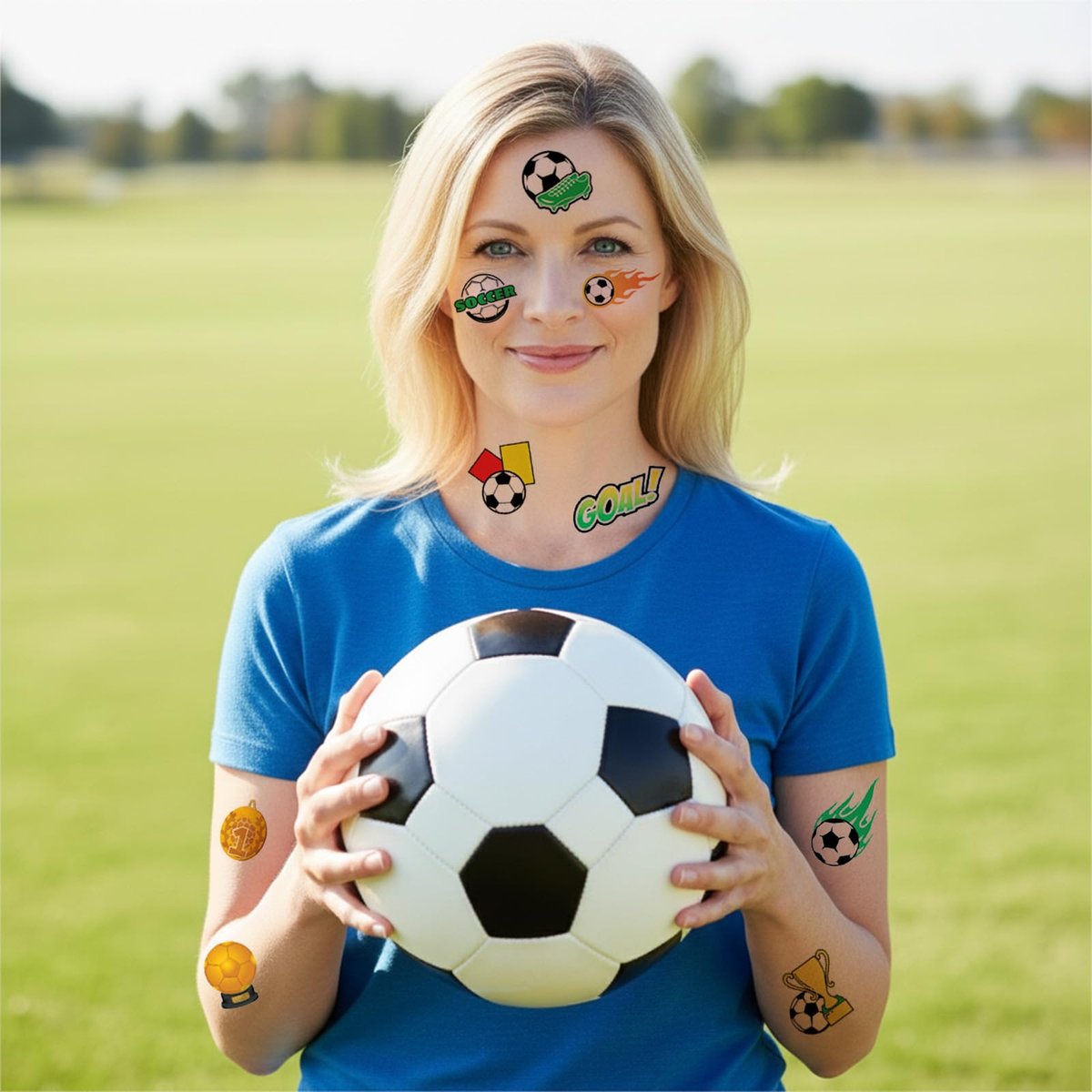 100+ Soccer Temporary Tattoos – Glitter Precut Stickers for World Cup Party Favors, Birthday Decor, Sports Themed Gifts for Boys Girls School Reward - görsel 11