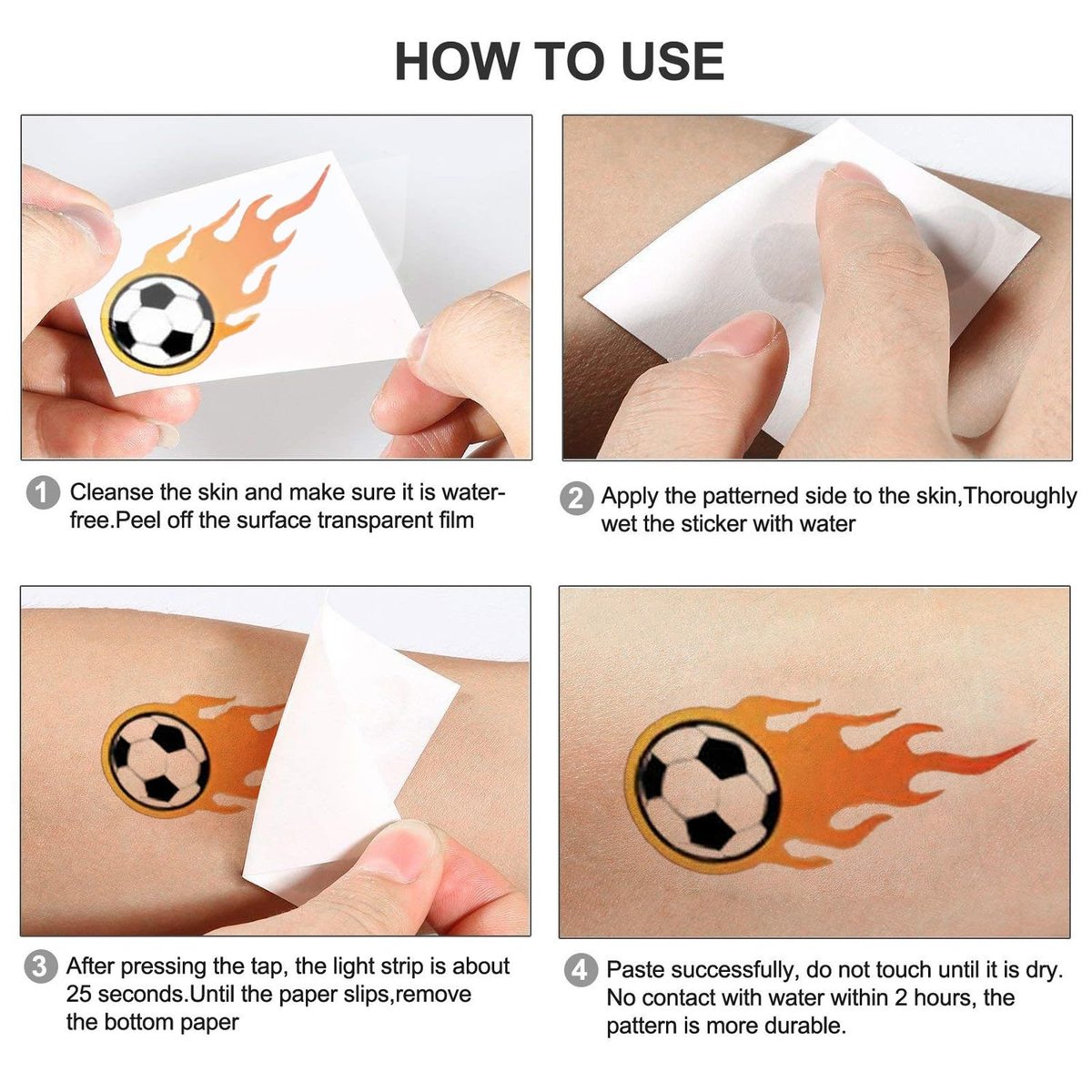 100+ Soccer Temporary Tattoos – Glitter Precut Stickers for World Cup Party Favors, Birthday Decor, Sports Themed Gifts for Boys Girls School Reward - görsel 5