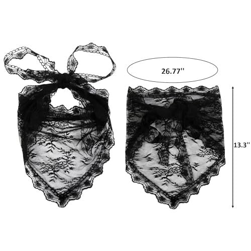 Huachi Black Lace Bandana Head Scarf for Women - Stylish Hair Headband & Kerchief - Summer Accessories - görsel 8