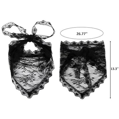 Huachi Black Lace Bandana Head Scarf for Women - Stylish Hair Headband & Kerchief - Summer Accessories