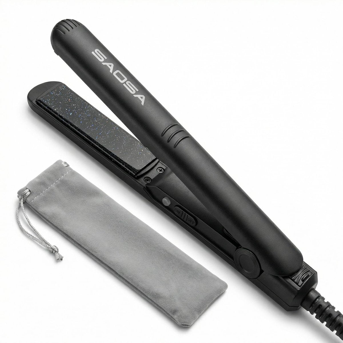 SAOSA Mini Flat Iron – 0.7 Inch Ceramic Hair Straightener for Short Hair, Bangs & Edges, Dual Voltage Travel Styler with 410°F Fast Heat & Storage Pouch, Black Avelisse