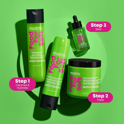 Matrix Food For Soft Travel Trial Kit - Shampoo, Conditioner & Oil Serum for Dry, Brittle Hair - Hydrating Formula with Hyaluronic Acid & Avocado Oil - 3.4 Fl Oz Each Avelisse