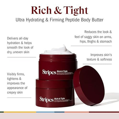 STRIPES Beauty Rich & Tight Ultra Hydrating & Firming Peptide Body Butter with Ectoine and Squalane, 16.48 oz Avelisse