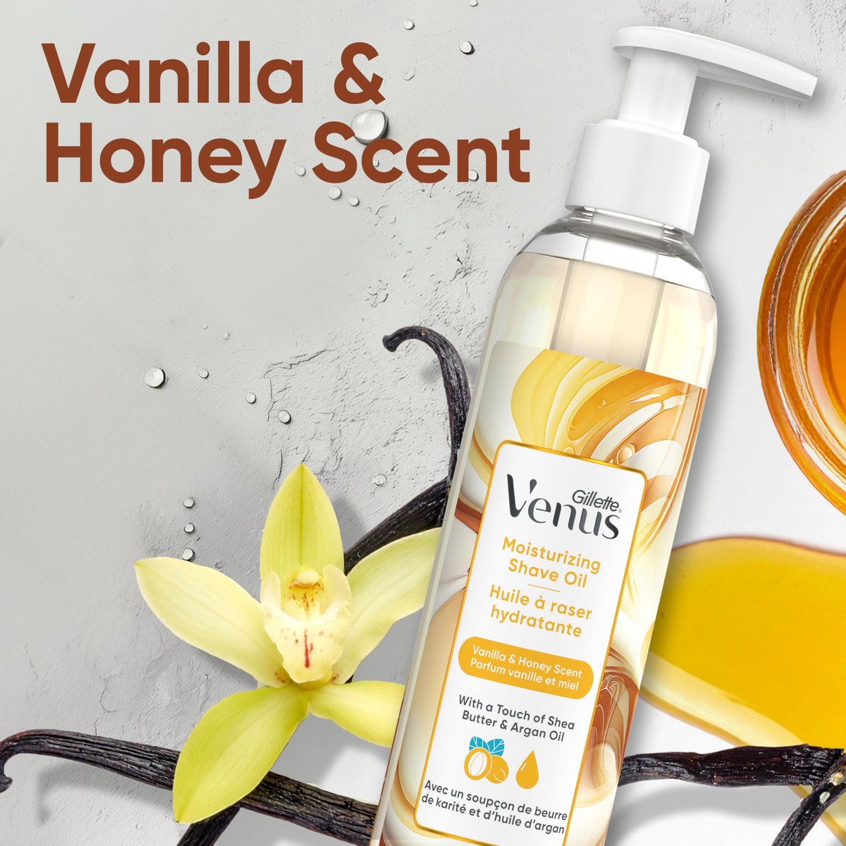 Gillette Venus Moisturizing Shave Oil with Vanilla & Honey Scent, 6 oz - görsel 11