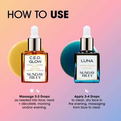 Sunday Riley Day + Night Brighten + Plump Set – Complete Skincare Duo Avelisse