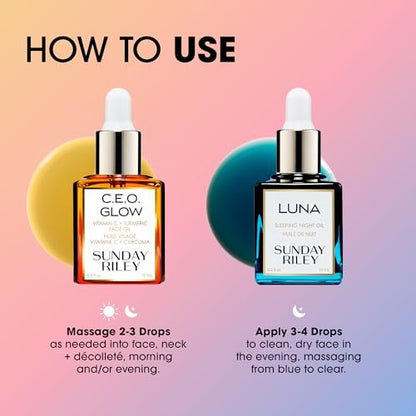 Sunday Riley Day + Night Brighten + Plump Set – Complete Skincare Duo Avelisse