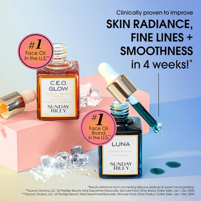 Sunday Riley Day + Night Brighten + Plump Set – Complete Skincare Duo Avelisse