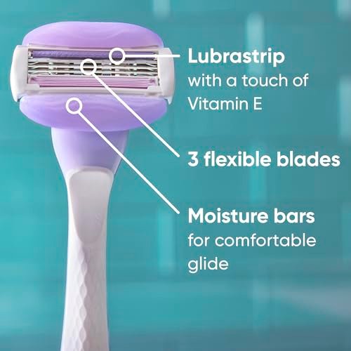 Gillette Venus ComfortGlide Touch of Vitamin E Disposable Razor for Women, 3 Blades, Water-Activated Moisture Bars, 2 Count Avelisse