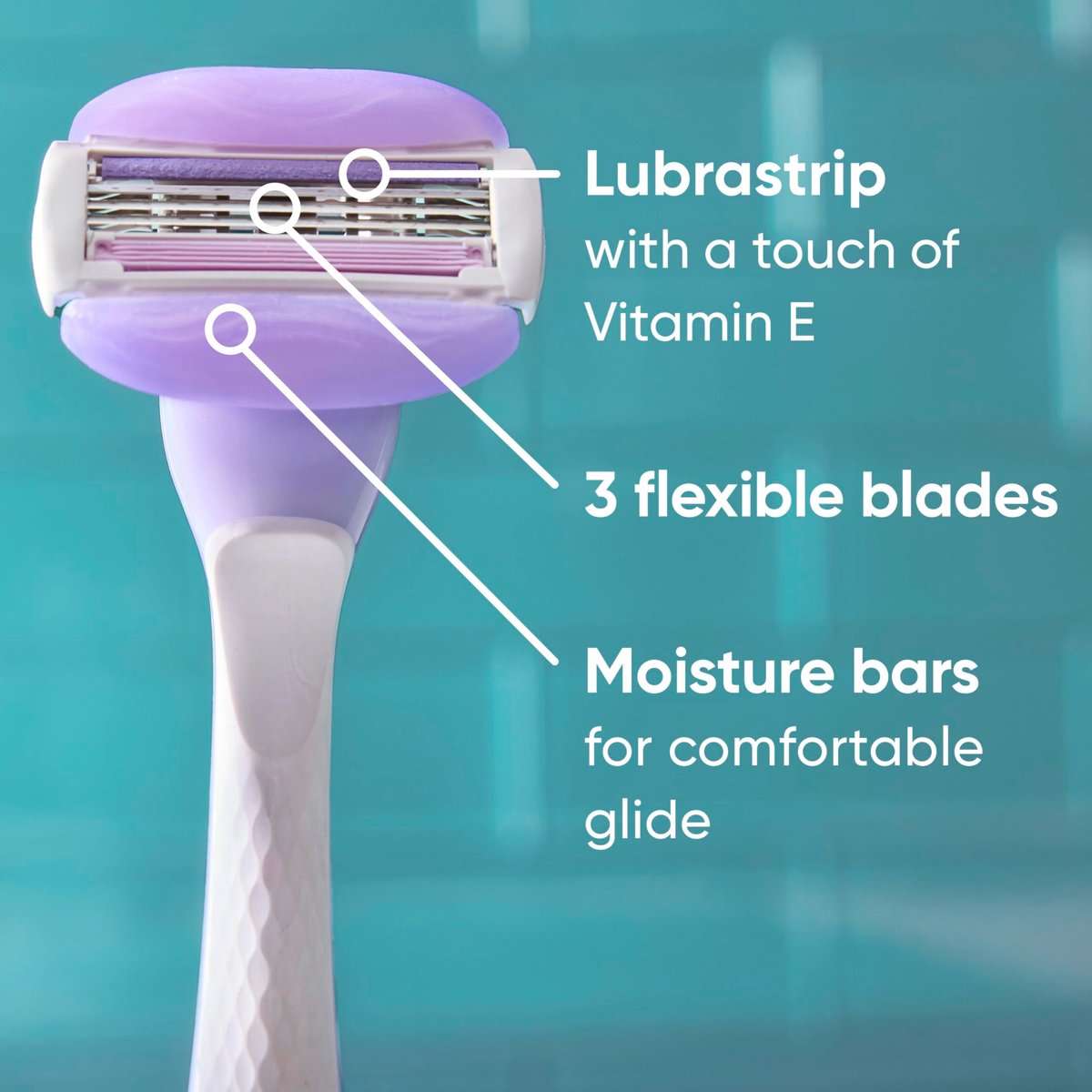 Gillette Venus ComfortGlide Touch of Vitamin E Disposable Razor for Women, 3 Blades, Water-Activated Moisture Bars, 2 Count Avelisse