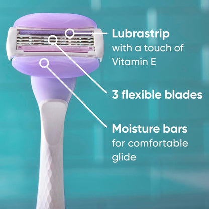 Gillette Venus ComfortGlide Touch of Vitamin E Disposable Razor for Women, 3 Blades, Water-Activated Moisture Bars, 2 Count Avelisse