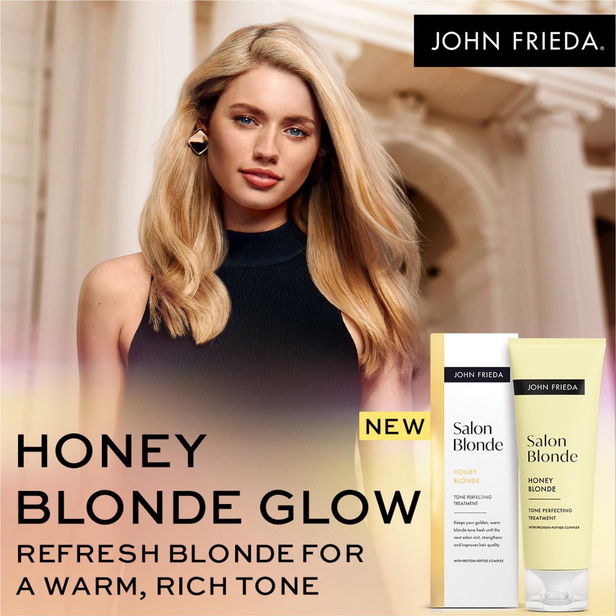 John Frieda Salon Blonde Honey Tone Perfecting Treatment with Protein-Peptide Complex, Hair Toner for Blonde Hair, 4 fl oz Avelisse