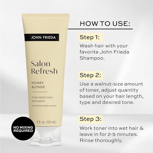 John Frieda Salon Blonde Honey Tone Perfecting Treatment with Protein-Peptide Complex, Hair Toner for Blonde Hair, 4 fl oz Avelisse