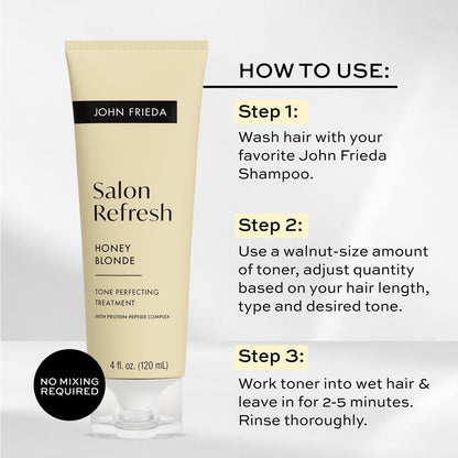 John Frieda Salon Blonde Honey Tone Perfecting Treatment with Protein-Peptide Complex, Hair Toner for Blonde Hair, 4 fl oz Avelisse