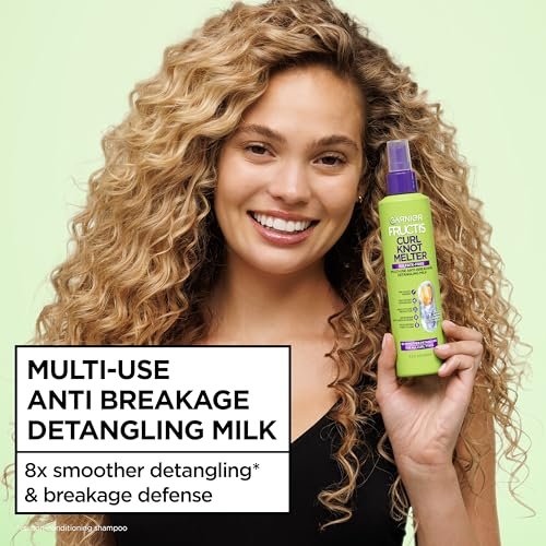Garnier Fructis Curl Knot Melter Multi-Use Anti-Breakage Detangling Milk for All Curl Types, Moisturizing Detangler Spray & Heat Protectant, Made with Vegan Protein & Coconut Oil, 8.5 Fl Oz - görsel 8