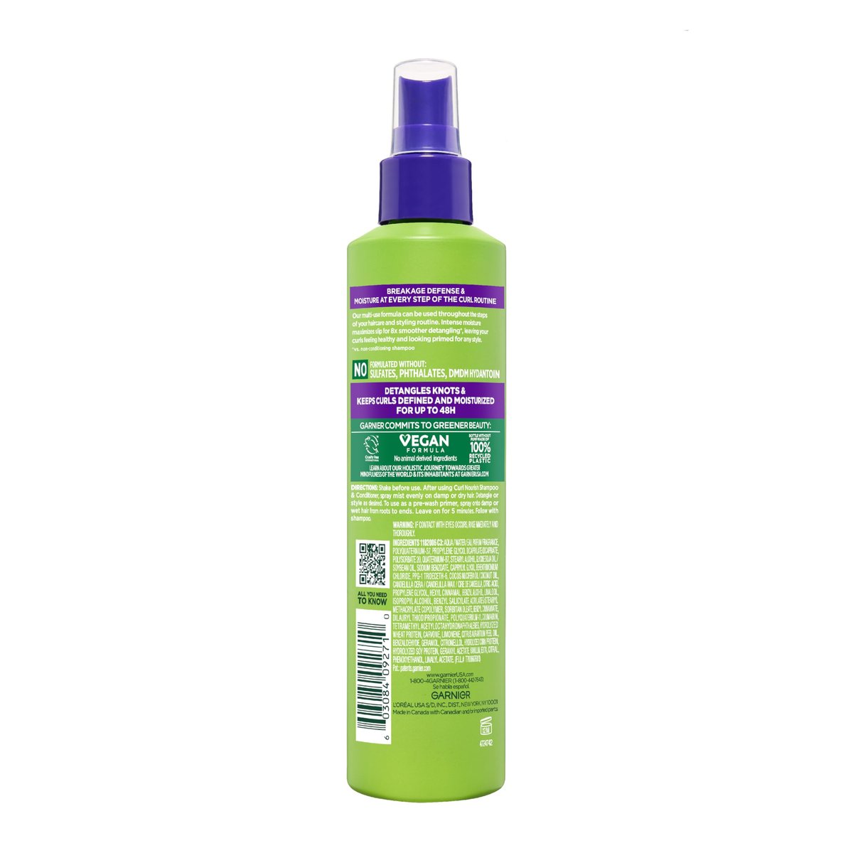 Garnier Fructis Curl Knot Melter Multi-Use Anti-Breakage Detangling Milk for All Curl Types, Moisturizing Detangler Spray & Heat Protectant, Made with Vegan Protein & Coconut Oil, 8.5 Fl Oz - görsel 15