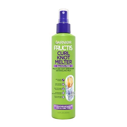 Garnier Fructis Curl Knot Melter Multi-Use Anti-Breakage Detangling Milk for All Curl Types, Moisturizing Detangler Spray & Heat Protectant, Made with Vegan Protein & Coconut Oil, 8.5 Fl Oz - görsel 2
