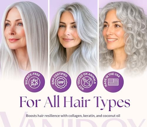 VANIDOX Deep Conditioning Silver Shine Purple Hair Mask for Gray Hair - 8 oz, Sulfate Free, Made in USA Avelisse