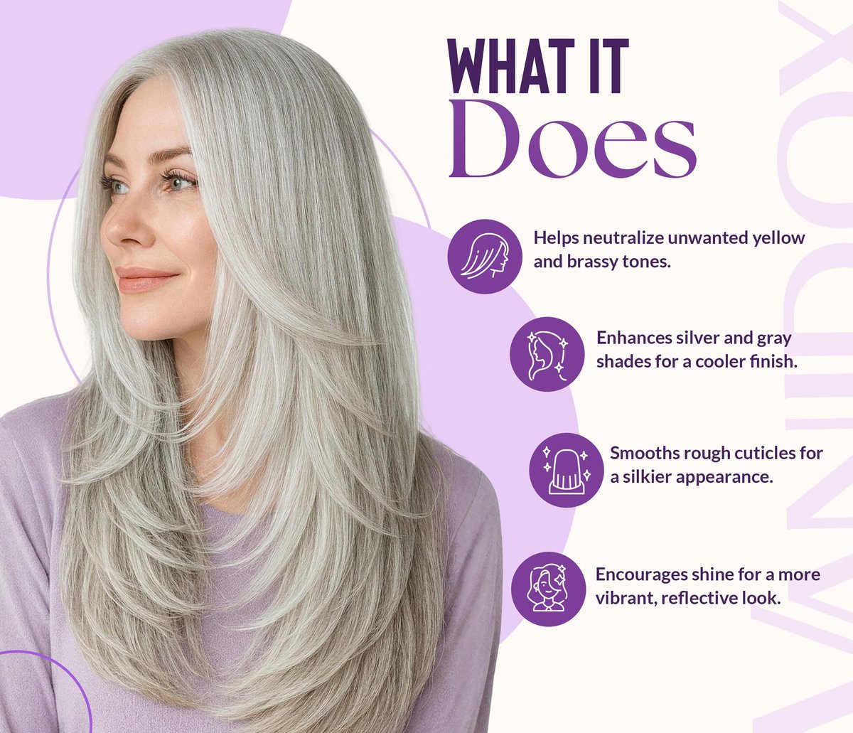 VANIDOX Deep Conditioning Silver Shine Purple Hair Mask for Gray Hair - 8 oz, Sulfate Free, Made in USA Avelisse