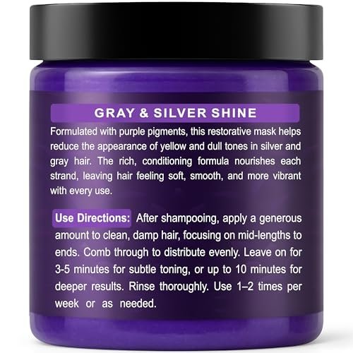 VANIDOX Deep Conditioning Silver Shine Purple Hair Mask for Gray Hair - 8 oz, Sulfate Free, Made in USA Avelisse