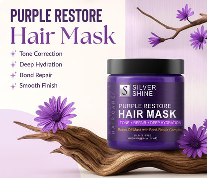 VANIDOX Deep Conditioning Silver Shine Purple Hair Mask for Gray Hair - 8 oz, Sulfate Free, Made in USA Avelisse