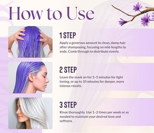 VANIDOX Deep Conditioning Silver Shine Purple Hair Mask for Gray Hair - 8 oz, Sulfate Free, Made in USA Avelisse