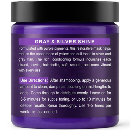 VANIDOX Deep Conditioning Silver Shine Purple Hair Mask for Gray Hair - 8 oz, Sulfate Free, Made in USA Avelisse