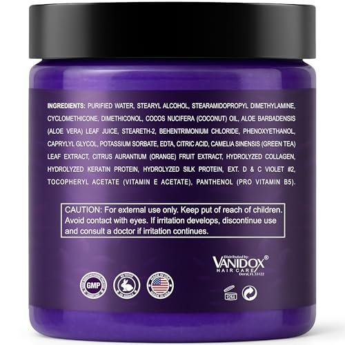 VANIDOX Deep Conditioning Silver Shine Purple Hair Mask for Gray Hair - 8 oz, Sulfate Free, Made in USA Avelisse