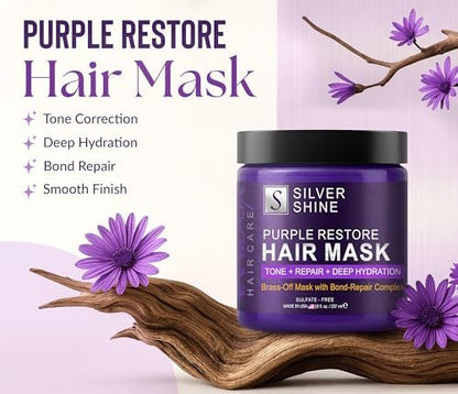 VANIDOX Deep Conditioning Silver Shine Purple Hair Mask for Gray Hair - 8 oz, Sulfate Free, Made in USA Avelisse