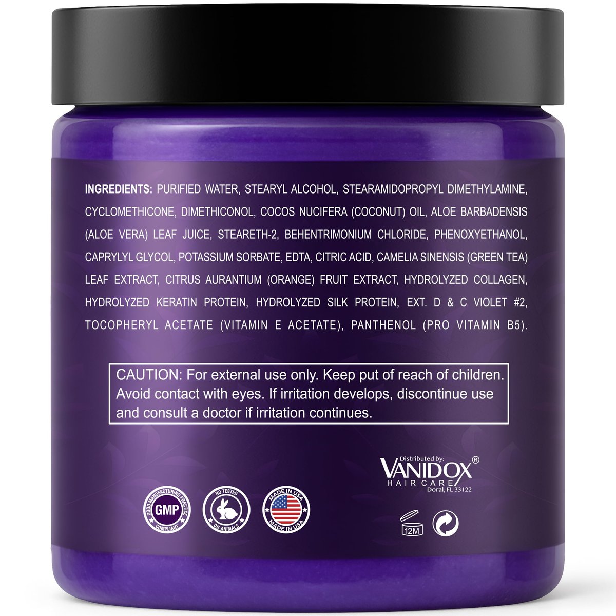 VANIDOX Deep Conditioning Silver Shine Purple Hair Mask for Gray Hair - 8 oz, Sulfate Free, Made in USA Avelisse