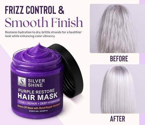 VANIDOX Deep Conditioning Silver Shine Purple Hair Mask for Gray Hair - 8 oz, Sulfate Free, Made in USA Avelisse