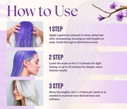 VANIDOX Deep Conditioning Silver Shine Purple Hair Mask for Gray Hair - 8 oz, Sulfate Free, Made in USA Avelisse