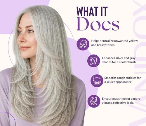VANIDOX Deep Conditioning Silver Shine Purple Hair Mask for Gray Hair - 8 oz, Sulfate Free, Made in USA Avelisse