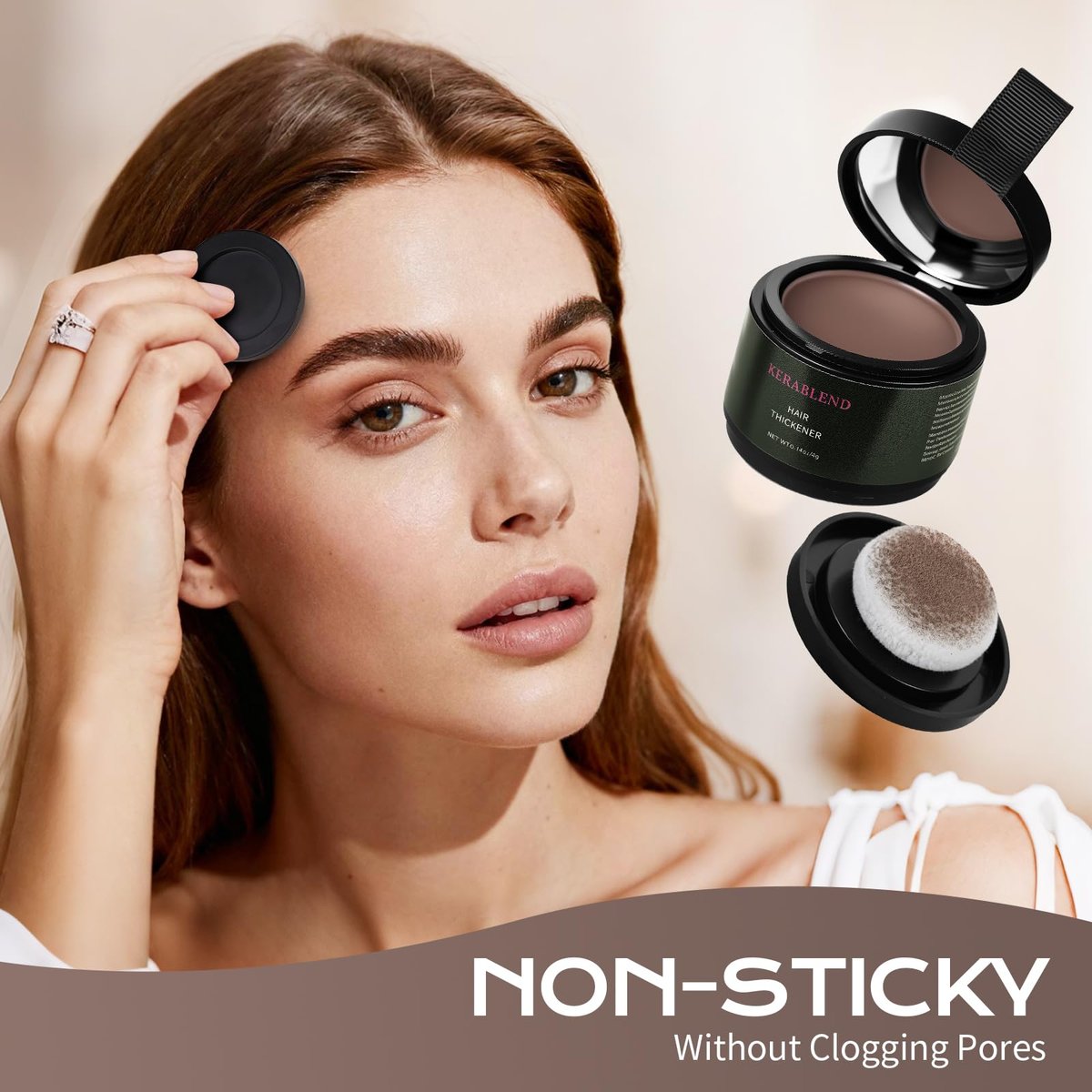 Kerablend Hair Thickener & Root Cover Up - Dark Brown, 1.19 oz - Sweat & Waterproof Instant Hair Concealer with Applicator for Men and Women - görsel 7