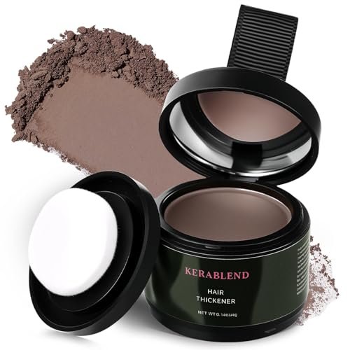 Kerablend Hair Thickener & Root Cover Up - Dark Brown, 1.19 oz - Sweat & Waterproof Instant Hair Concealer with Applicator for Men and Women - görsel 2