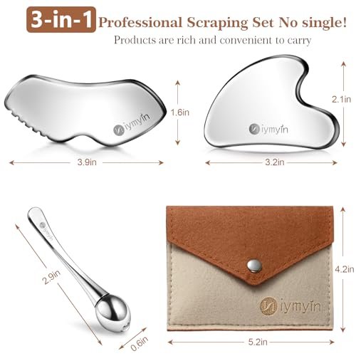 Niymyin 3-in-1 Stainless Steel Gua Sha Tools with Cold Therapy - Facial Scraping for Jaw Lift, Puffiness Reduction & Skin Tightening Avelisse