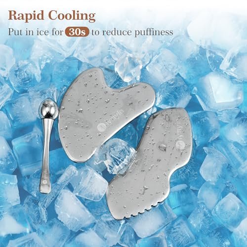 Niymyin 3-in-1 Stainless Steel Gua Sha Tools with Cold Therapy - Facial Scraping for Jaw Lift, Puffiness Reduction & Skin Tightening Avelisse