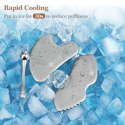 Niymyin 3-in-1 Stainless Steel Gua Sha Tools with Cold Therapy - Facial Scraping for Jaw Lift, Puffiness Reduction & Skin Tightening Avelisse