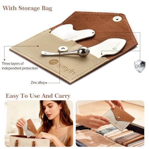 Niymyin 3-in-1 Stainless Steel Gua Sha Tools with Cold Therapy - Facial Scraping for Jaw Lift, Puffiness Reduction & Skin Tightening Avelisse