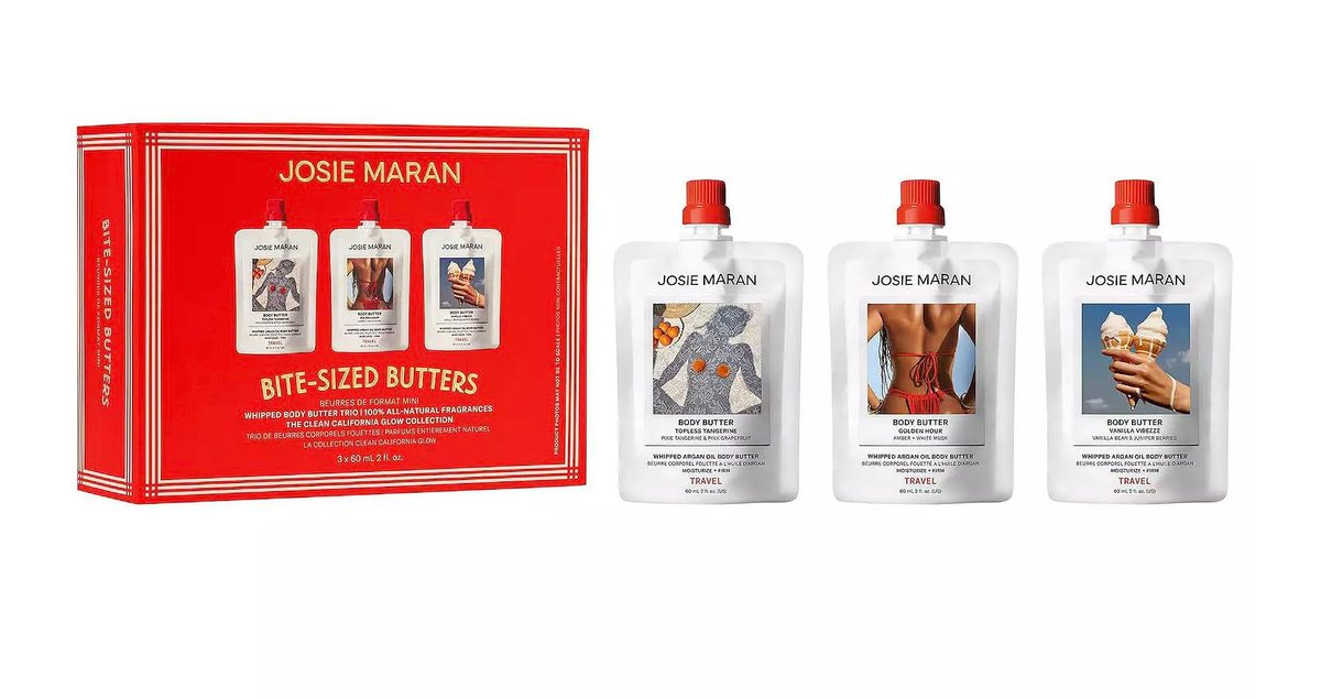 Josie Maran Bite-Sized Butters Mini Whipped Body Butter 3-Piece Gift Set – Travel-Friendly Moisturizers Avelisse