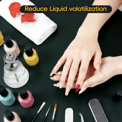 ffresiss Glass Acetone Dispenser, Push Down Pump Alcohol Dispenser with Metal Cover, Nail Polish Remover Liquid Pump Square Bottle Hand Pumping Rubbing Press Container, 6oz / 180ml