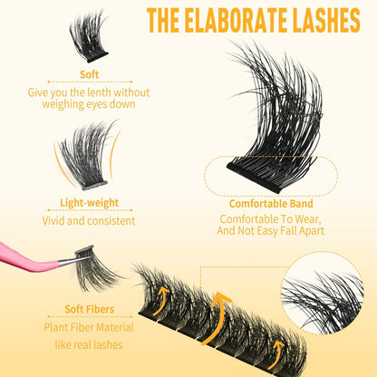 260D Thick Lash Clusters 10-14mm Short Volume D Curly Wispy Individual Lashes 224pcs Mink False Eyelashes Soft DIY Lash Extension for Beginners by TMIELYBS