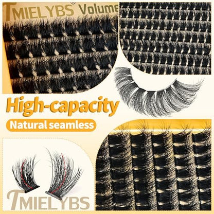 260D Thick Lash Clusters 10-14mm Short Volume D Curly Wispy Individual Lashes 224pcs Mink False Eyelashes Soft DIY Lash Extension for Beginners by TMIELYBS